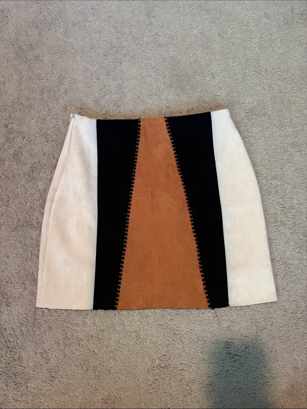 Cream, Black & Brown Mini Skirt